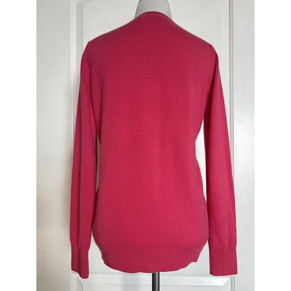 $225 FROM FUTURE Bright Pink V-Neck Pullover 100% Cashmere Sweater Designer M - Picture 3 of 8